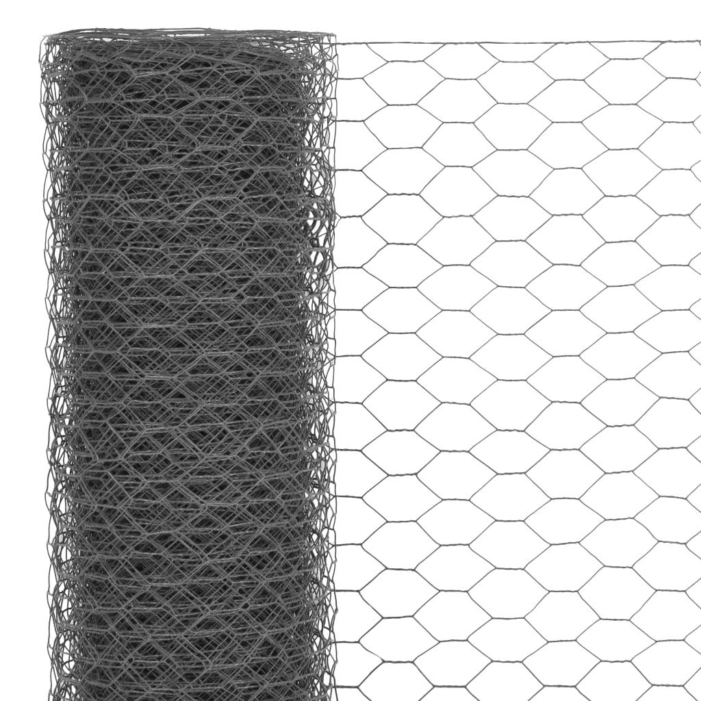 ComfortXL - Grillage Poule Acier PVC Clôture Jardin Protection 25mm 25x0,75m Gris - ComfortXL Outdoor Living - Image 3