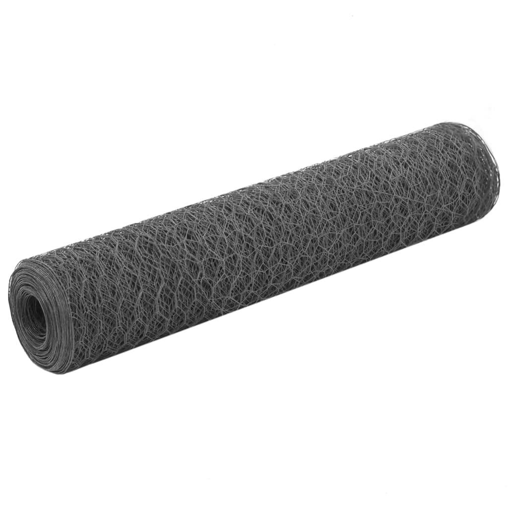 ComfortXL - Grillage Poule Acier PVC Clôture Jardin Protection 25mm 25x0,75m Gris - ComfortXL Outdoor Living - Image 1