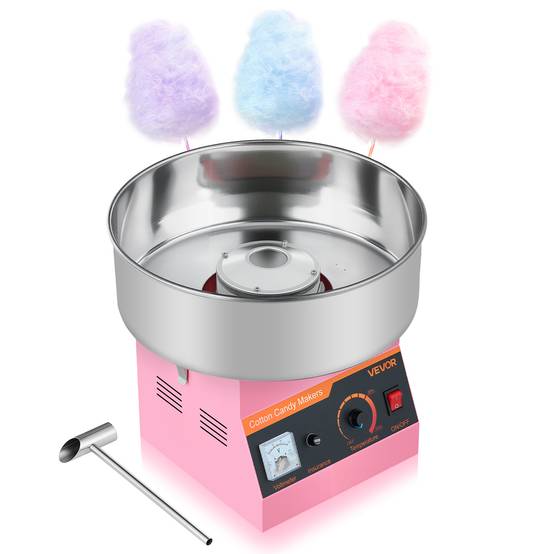 VEVOR Machine barbe à papa électrique 1000 W, bol inox 38 cm, cuillère. Rose. - Image 1
