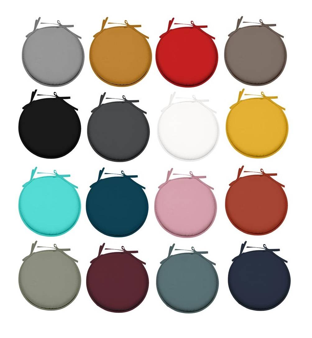 Galette de chaise ronde Unie Pop color 40 cm Mastic - Image 3