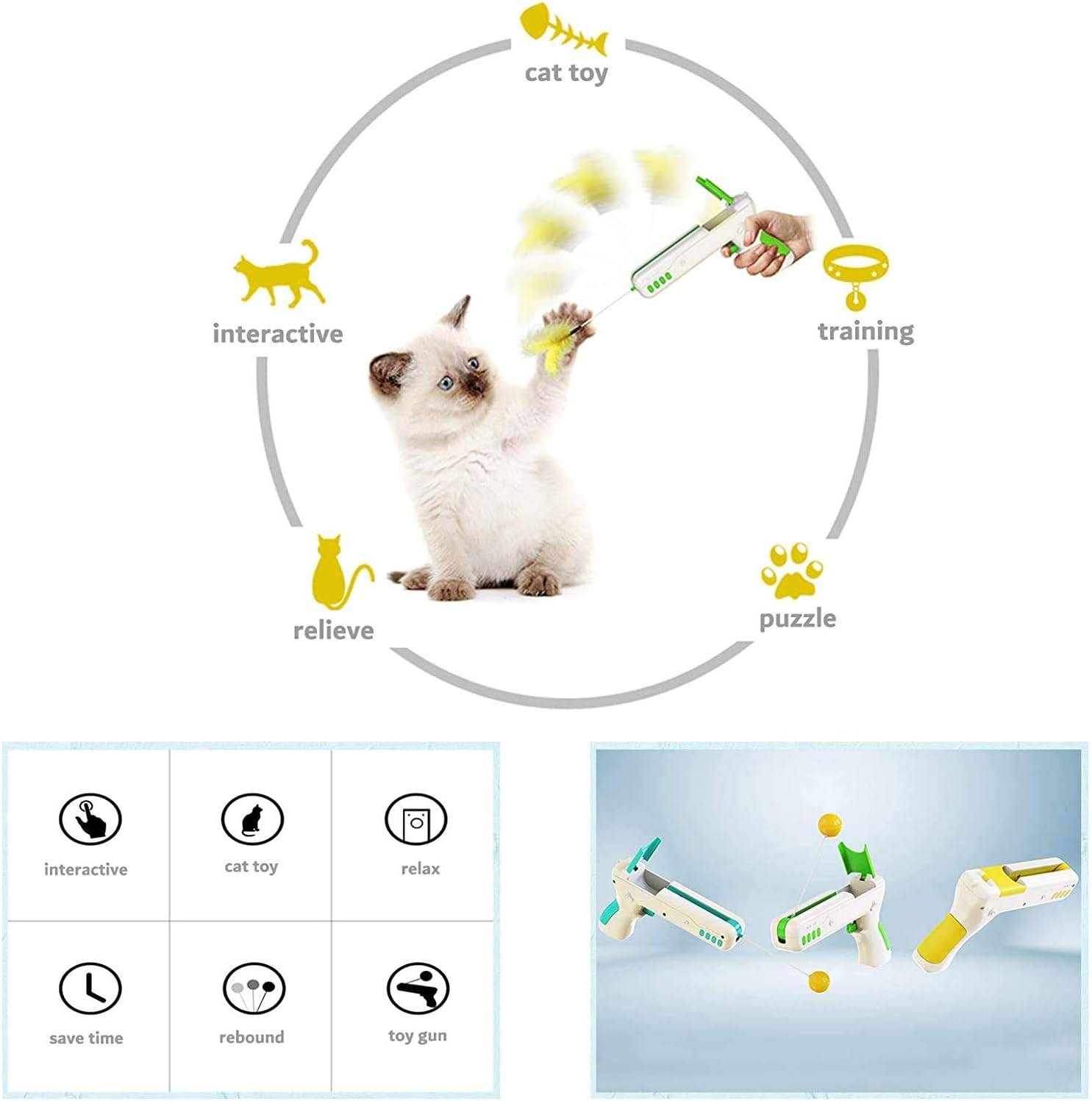 Jouet interactif pour chat - Pistolet à plumes réversible - Stimule l'instinct de chasse - Exercice et intelligence - Living123 - Image 4
