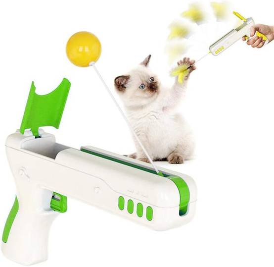 Jouet interactif pour chat - Pistolet à plumes réversible - Stimule l'instinct de chasse - Exercice et intelligence - Living123 - Image 1