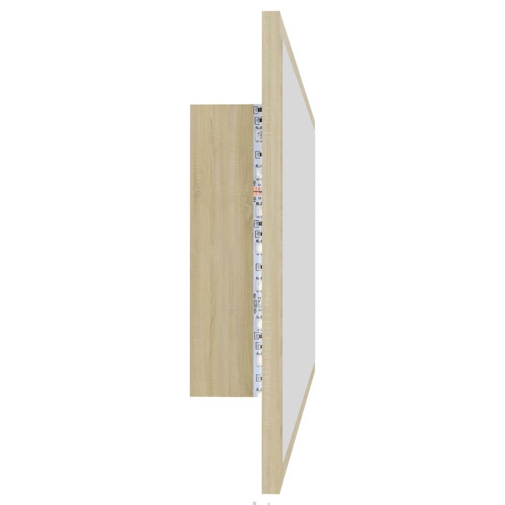 Miroir led de salle de bain 90 x 8,5 x 37 cm acrylique chêne - Image 4