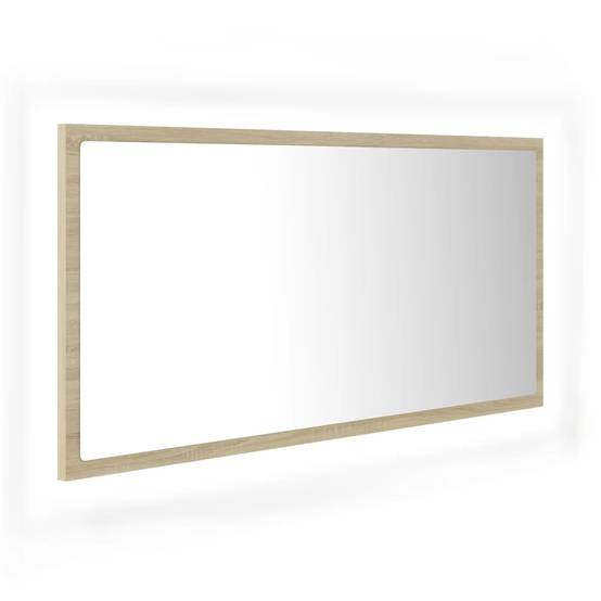 Miroir led de salle de bain 90 x 8,5 x 37 cm acrylique chêne - Image 1