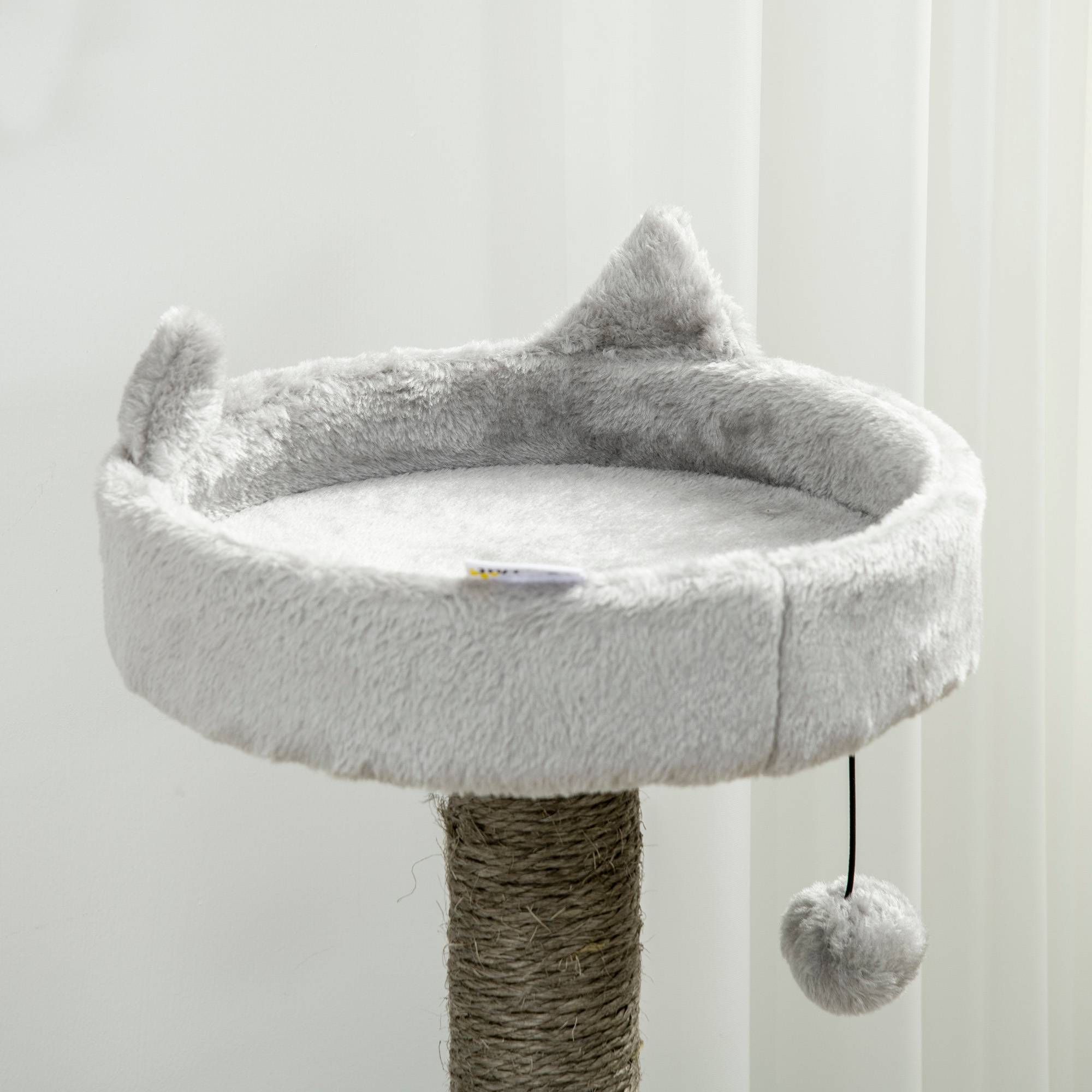 Arbre à chat niche panier hamac jouet 60x40x113 cm gris clair - Image 10