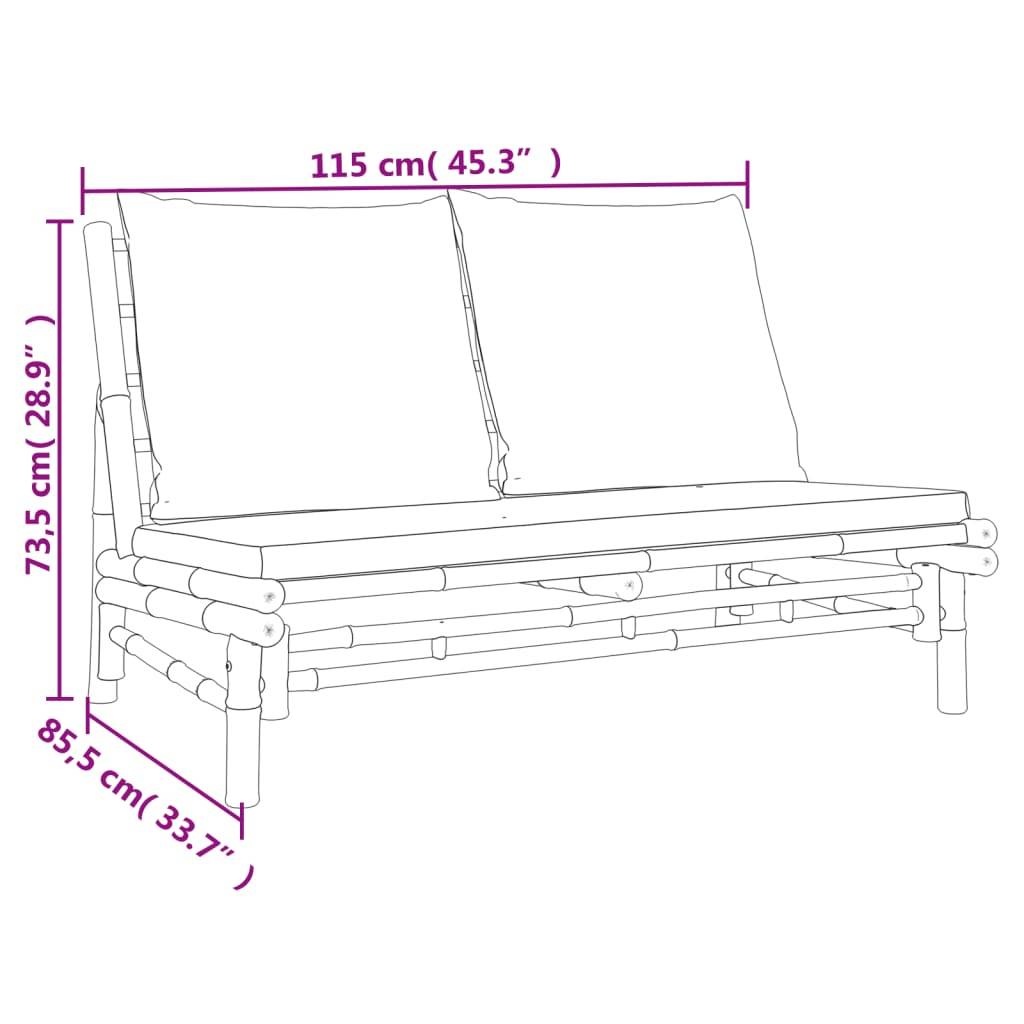 Vidaxl - Banc de jardin avec coussins blanc crème bambou vidaXL 363453 - Image 3