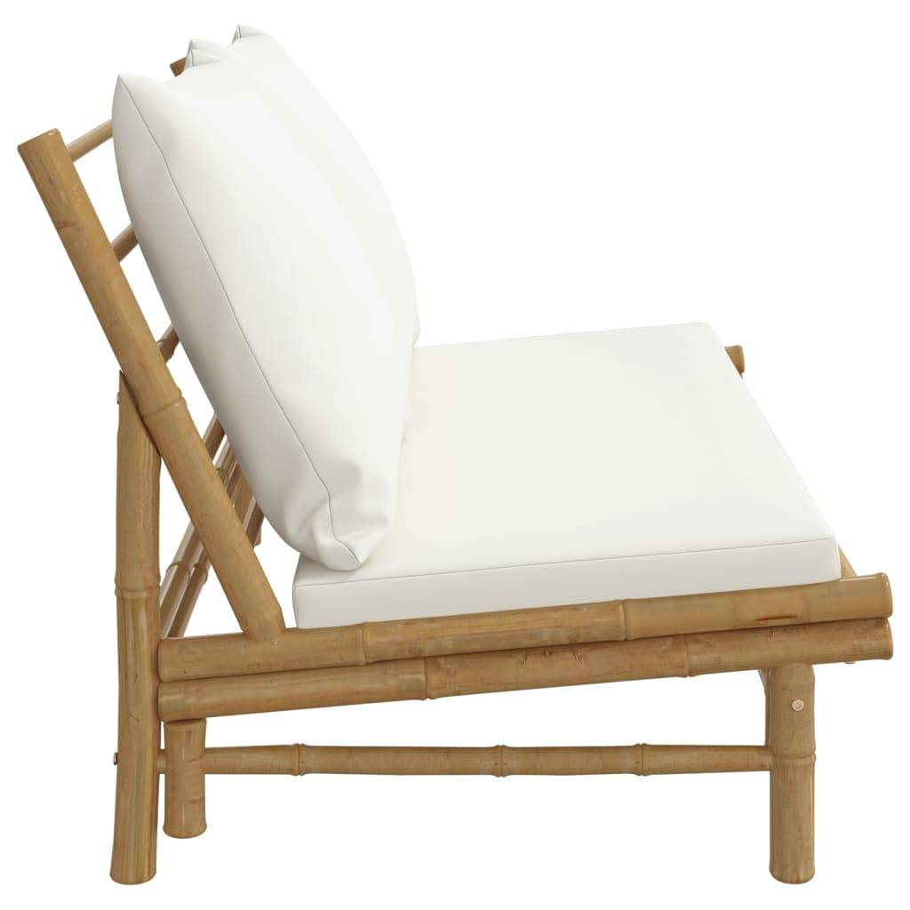 Vidaxl - Banc de jardin avec coussins blanc crème bambou vidaXL 363453 - Image 5