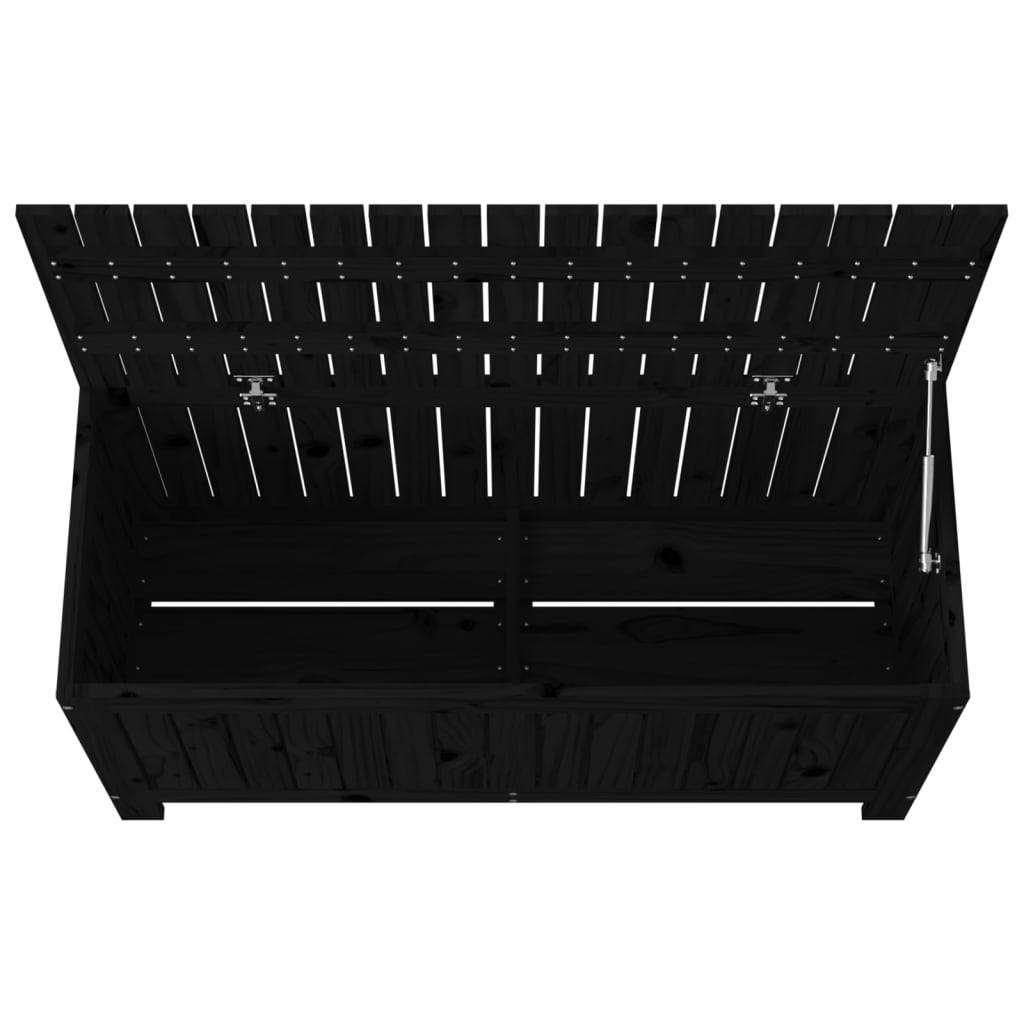 Coffre boîte meuble de jardin rangement 108 x 42,5 x 54cm bois massif pin noir - Image 4