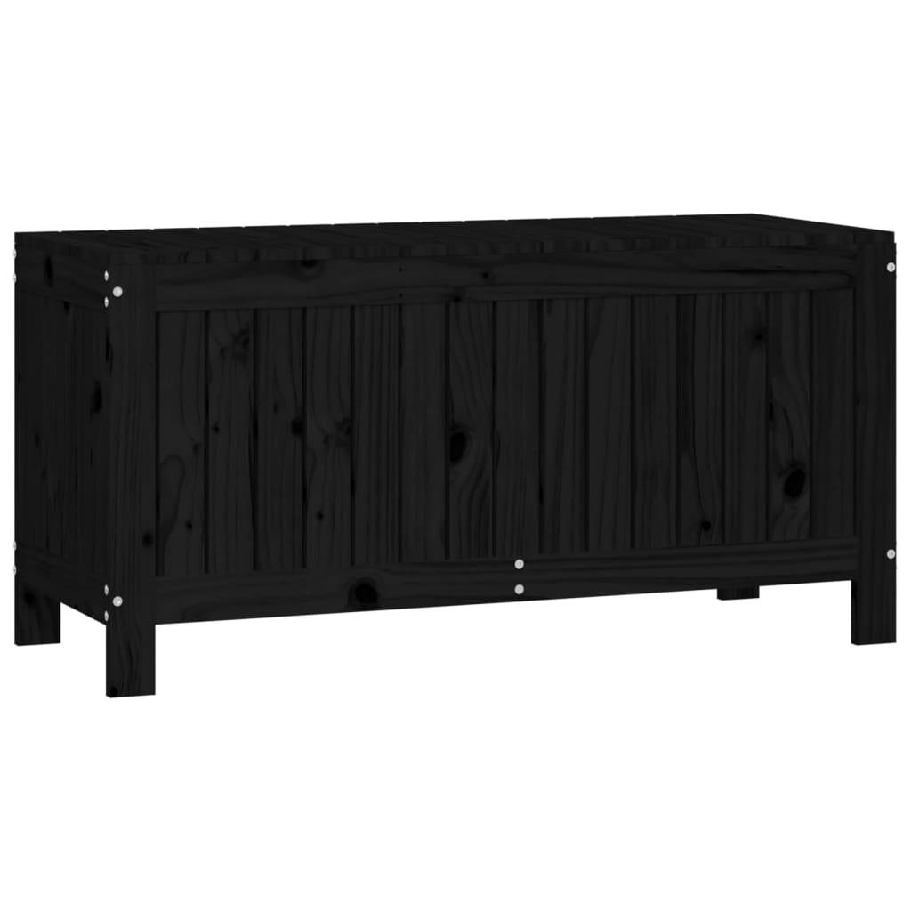 Coffre boîte meuble de jardin rangement 108 x 42,5 x 54cm bois massif pin noir - Image 2