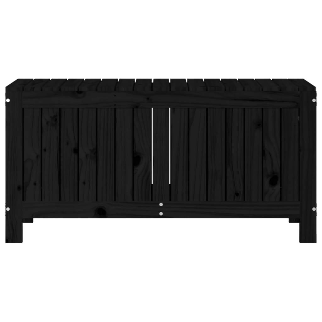 Coffre boîte meuble de jardin rangement 108 x 42,5 x 54cm bois massif pin noir - Image 3