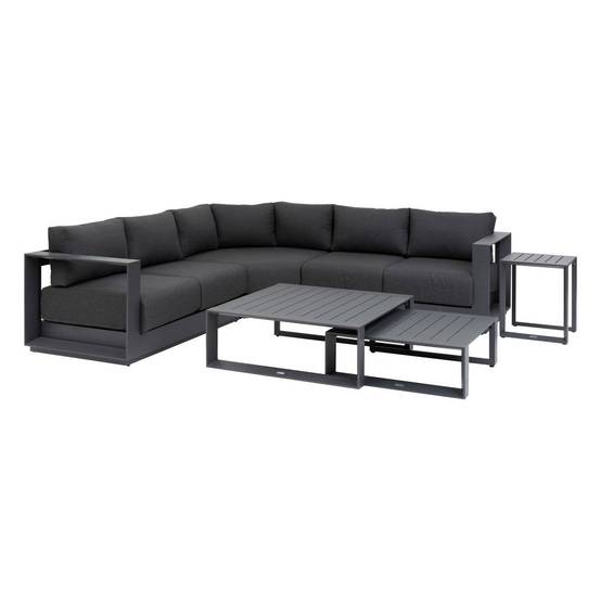 Hesperide - Salon d'angle de jardin "Allure" graphite 5 places en aluminium et polyester - Hespéride - Image 2