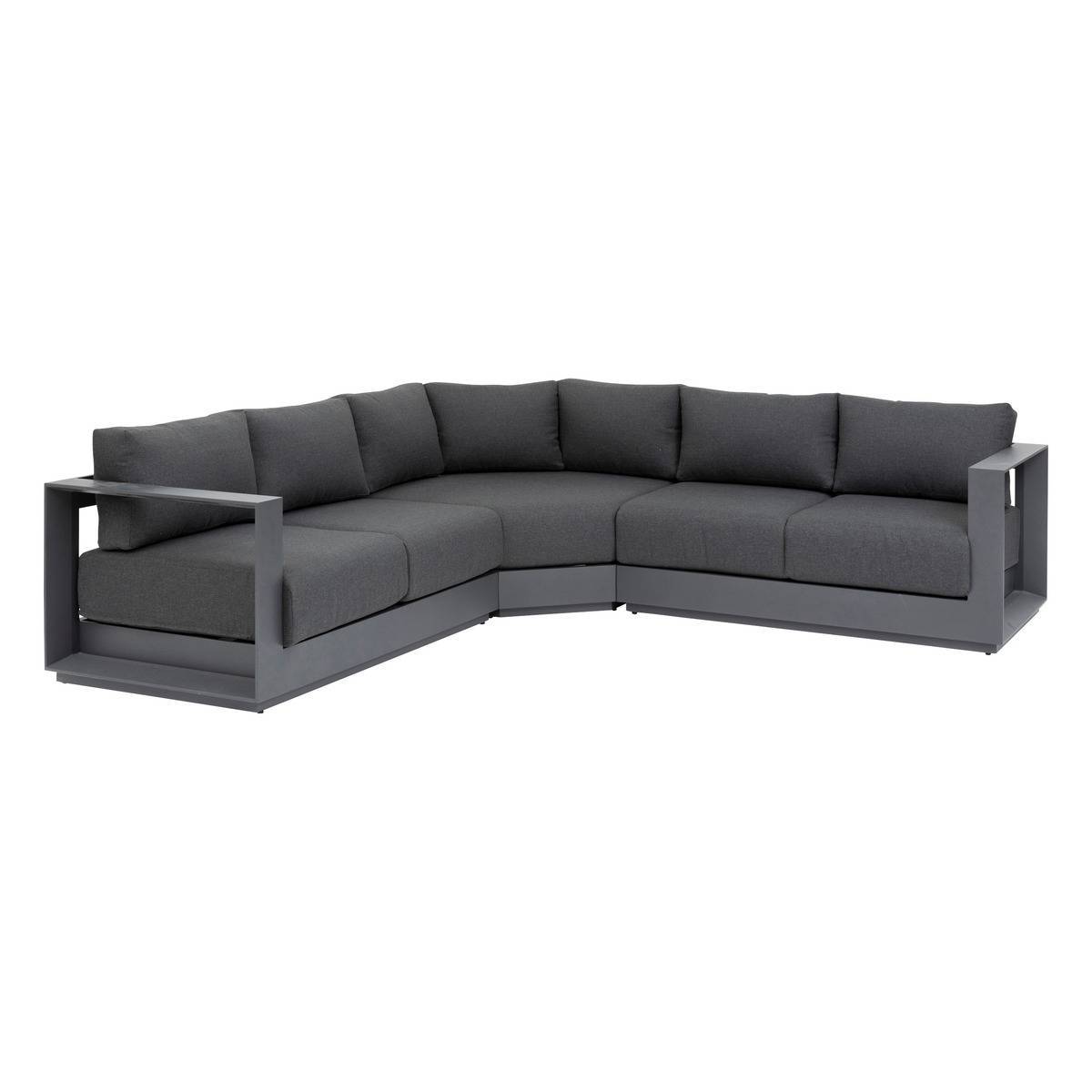 Hesperide - Salon d'angle de jardin "Allure" graphite 5 places en aluminium et polyester - Hespéride - Image 5