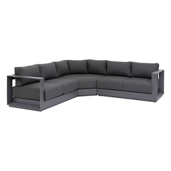 Hesperide - Salon d'angle de jardin "Allure" graphite 5 places en aluminium et polyester - Hespéride - Image 6