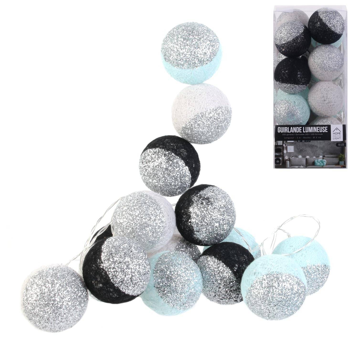 Entrepotbrico - GUIRLANDE BOULE 16LED NOIR BLEU GLITTER 6X300CM M8 - Image 6