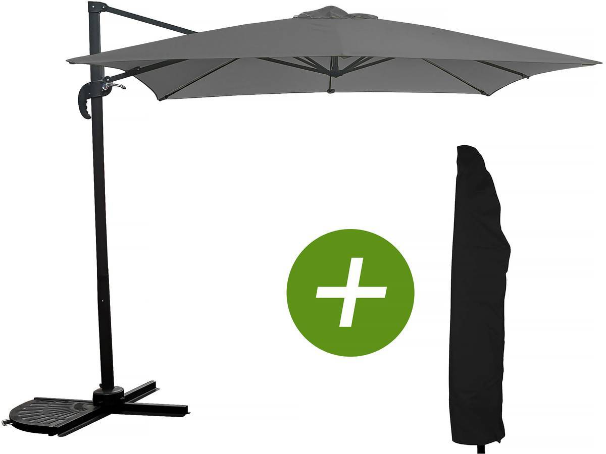 Habitat Et Jardin - Parasol Jardin Déporté "soleil" - Carré - 2.5 X 2.5 M - Gris + Housse De Protection -habitat Et Jardin - Image 1