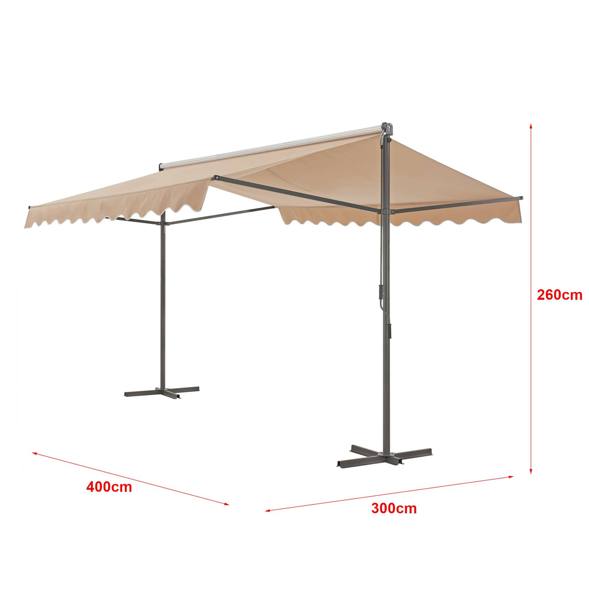 Helloshop26 - Store banne autoportant à double pente 400 x 300 x 260 cm sable - Image 2