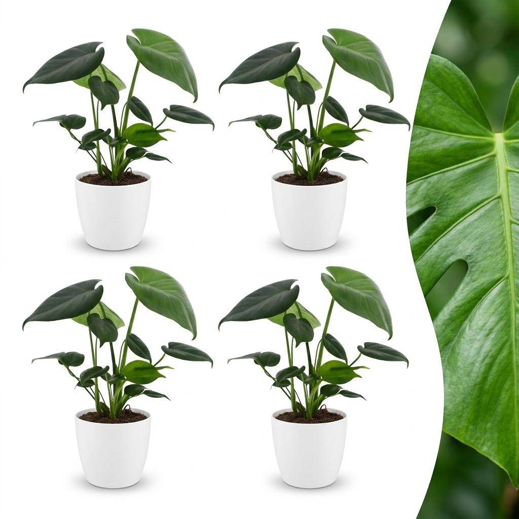 Monstera Deliciosa - Pot de 12cm - 4 plantes - Blanc - Plantes d'intérieur - Image 1