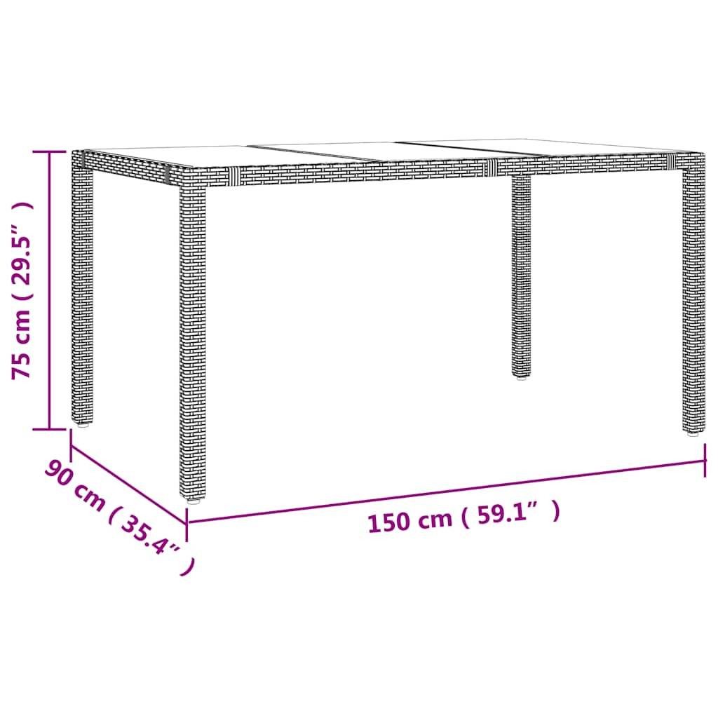 PANGIVO - Table de jardin verre trempé et résine tressée beige 150 x 90 x 75 cm, Poids :22.6kg - PANGIVO - Image 6