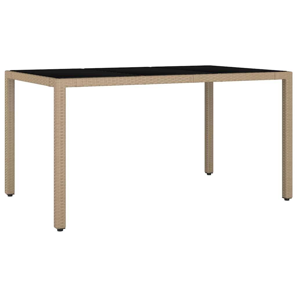 PANGIVO - Table de jardin verre trempé et résine tressée beige 150 x 90 x 75 cm, Poids :22.6kg - PANGIVO - Image 2