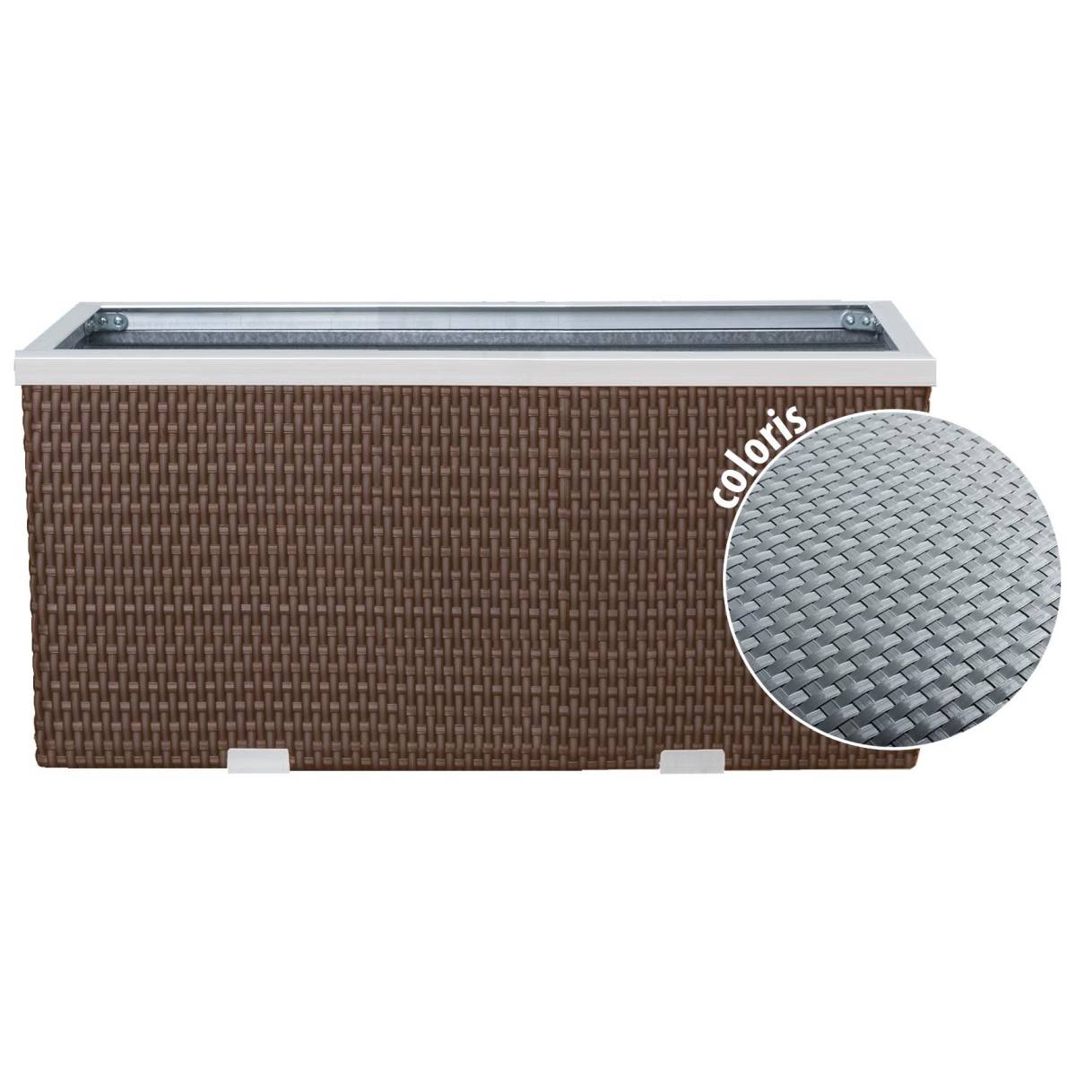 Rattan Art - Jardinière en résine tressée avec cadre en aluminium 70 x 38 x 40 cm - Image 1