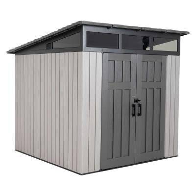 Habrita - Abri résine PEHD 6,45m2 - imitation bois grand volume + plancher - toit monopente Habrita - Image 1