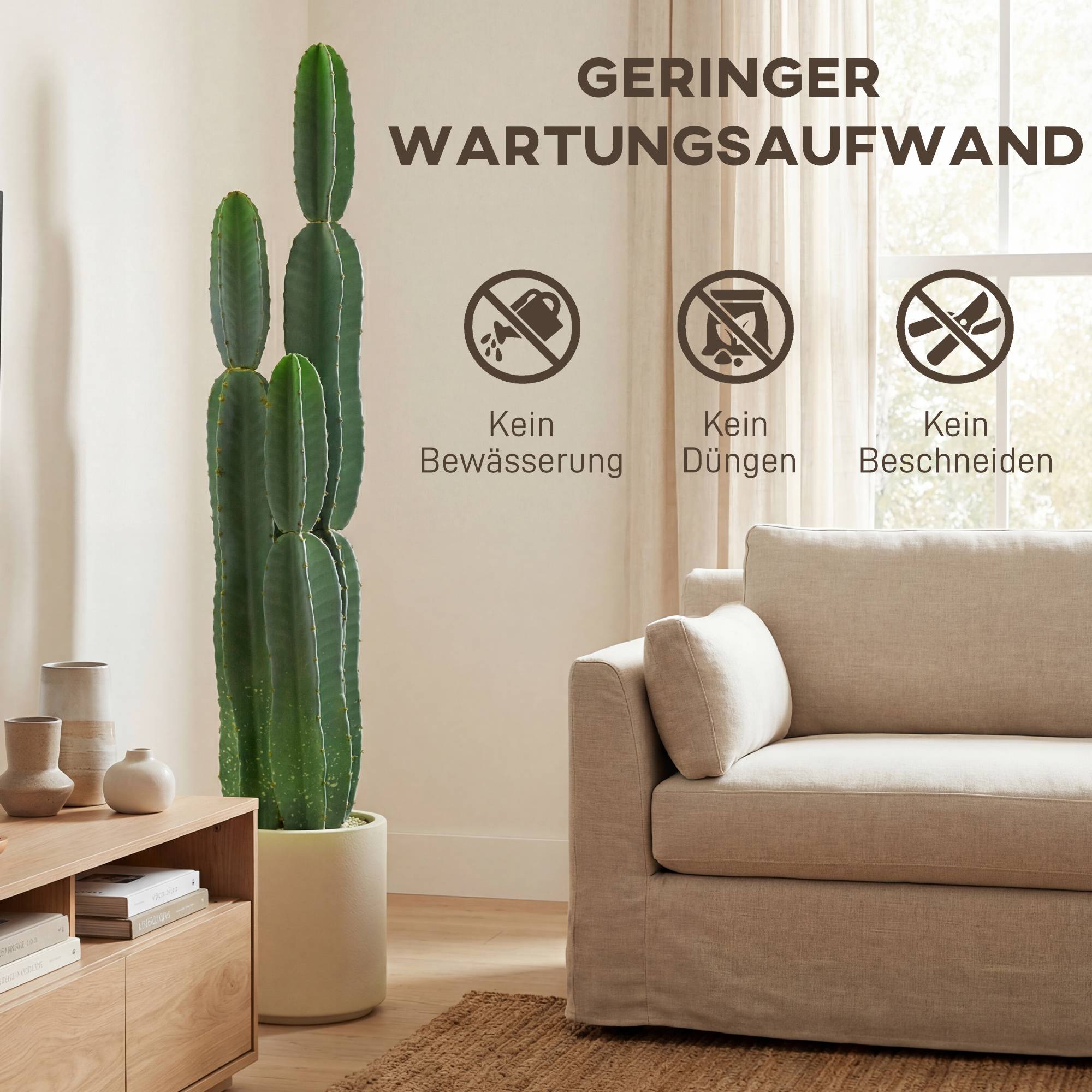 Sans Marque - Grand cactus artificiel 111cm en pot pour bureau, salon - Image 7