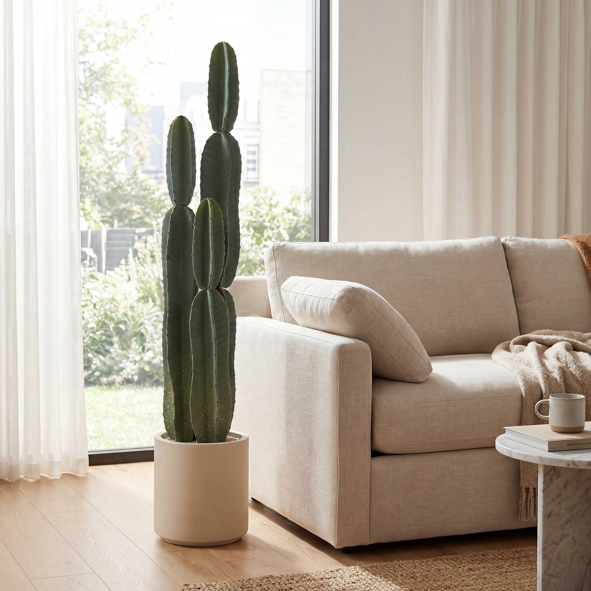 Sans Marque - Grand cactus artificiel 111cm en pot pour bureau, salon - Image 4