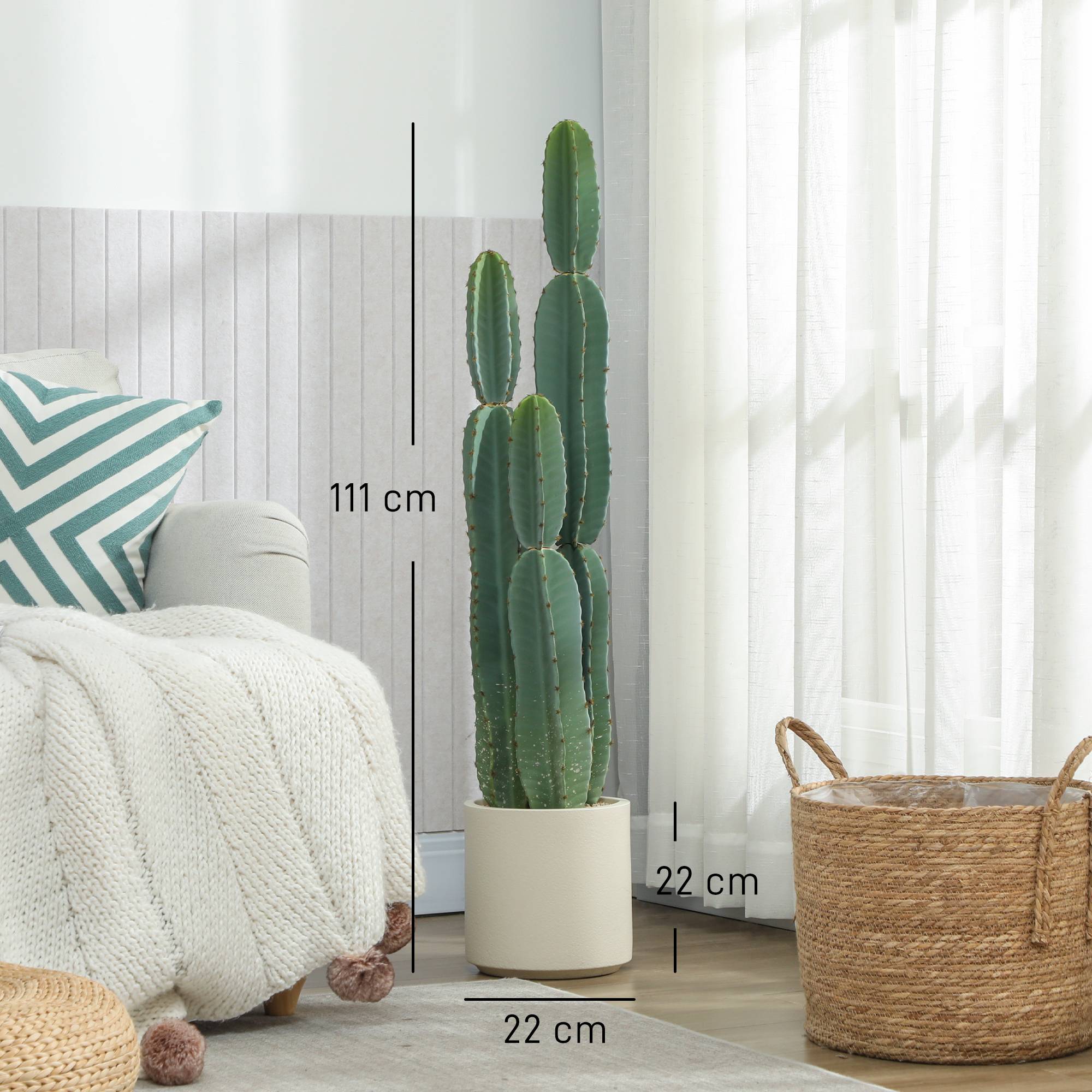 Sans Marque - Grand cactus artificiel 111cm en pot pour bureau, salon - Image 5
