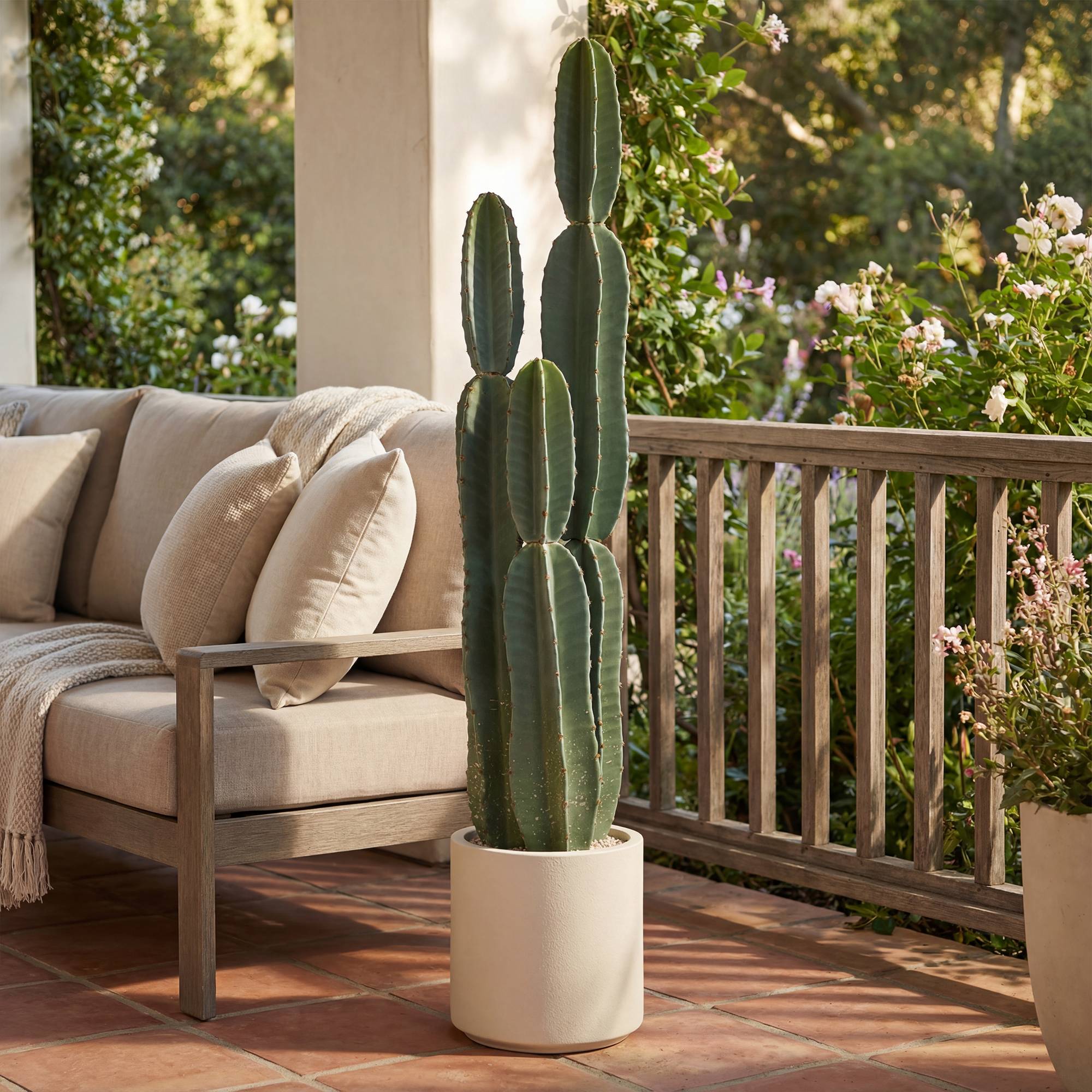 Sans Marque - Grand cactus artificiel 111cm en pot pour bureau, salon - Image 8
