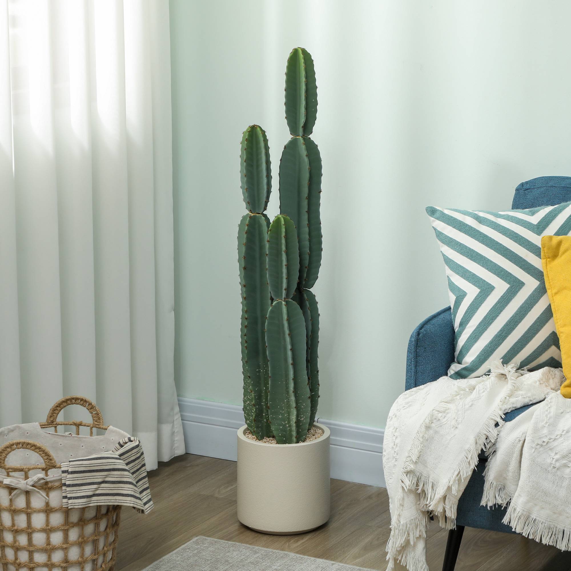Sans Marque - Grand cactus artificiel 111cm en pot pour bureau, salon - Image 9
