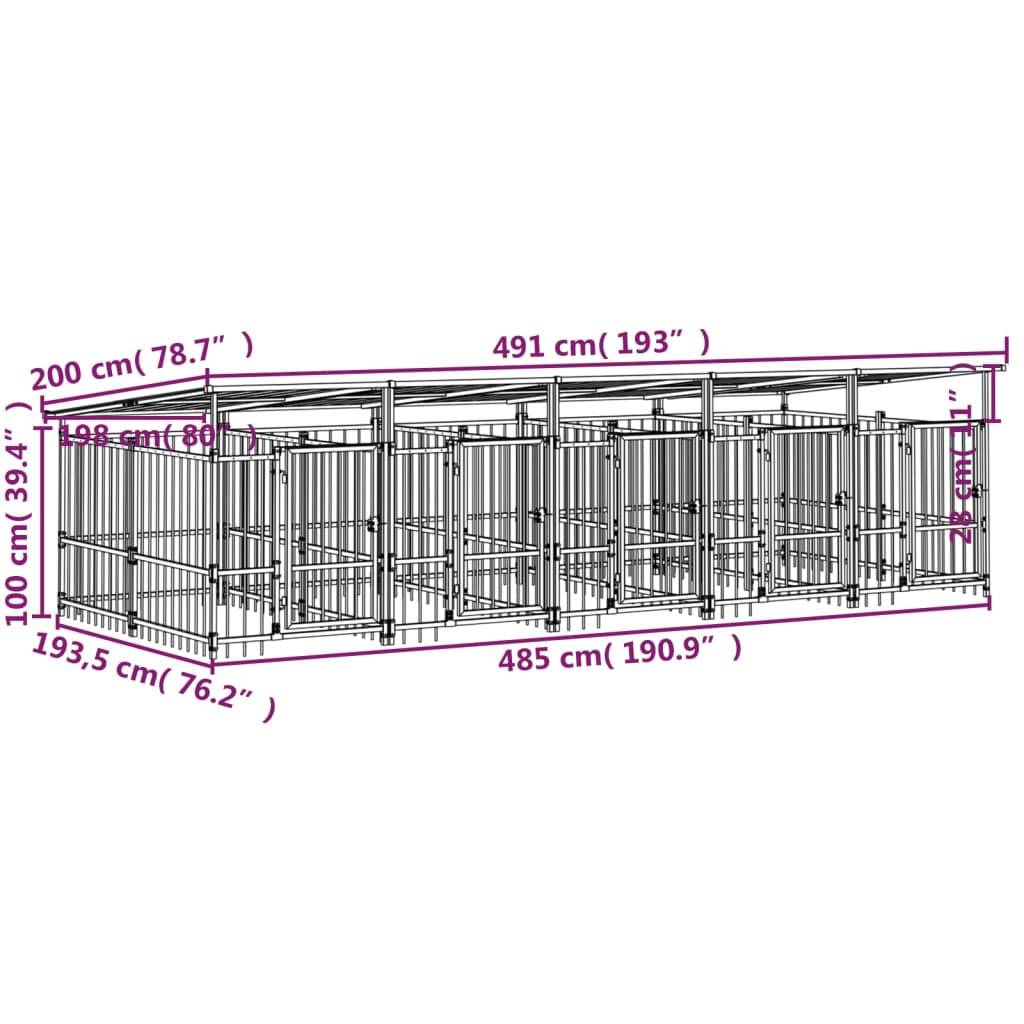 Vidaxl - Chenil d'extérieur avec toit pour chiens Acier 9,38 m² vidaXL 3124592 - Image 3