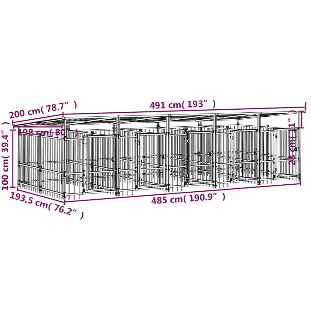 Vidaxl - Chenil d'extérieur avec toit pour chiens Acier 9,38 m² vidaXL 3124592 - Image 8