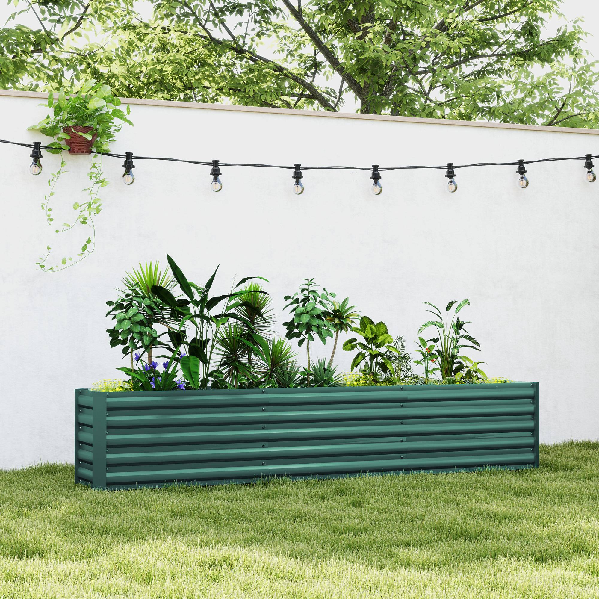 Grand carré potager acier galvanisé extérieur fond ouvert 240x40x45cm vert - ComfortXL Outdoor Living - Image 3