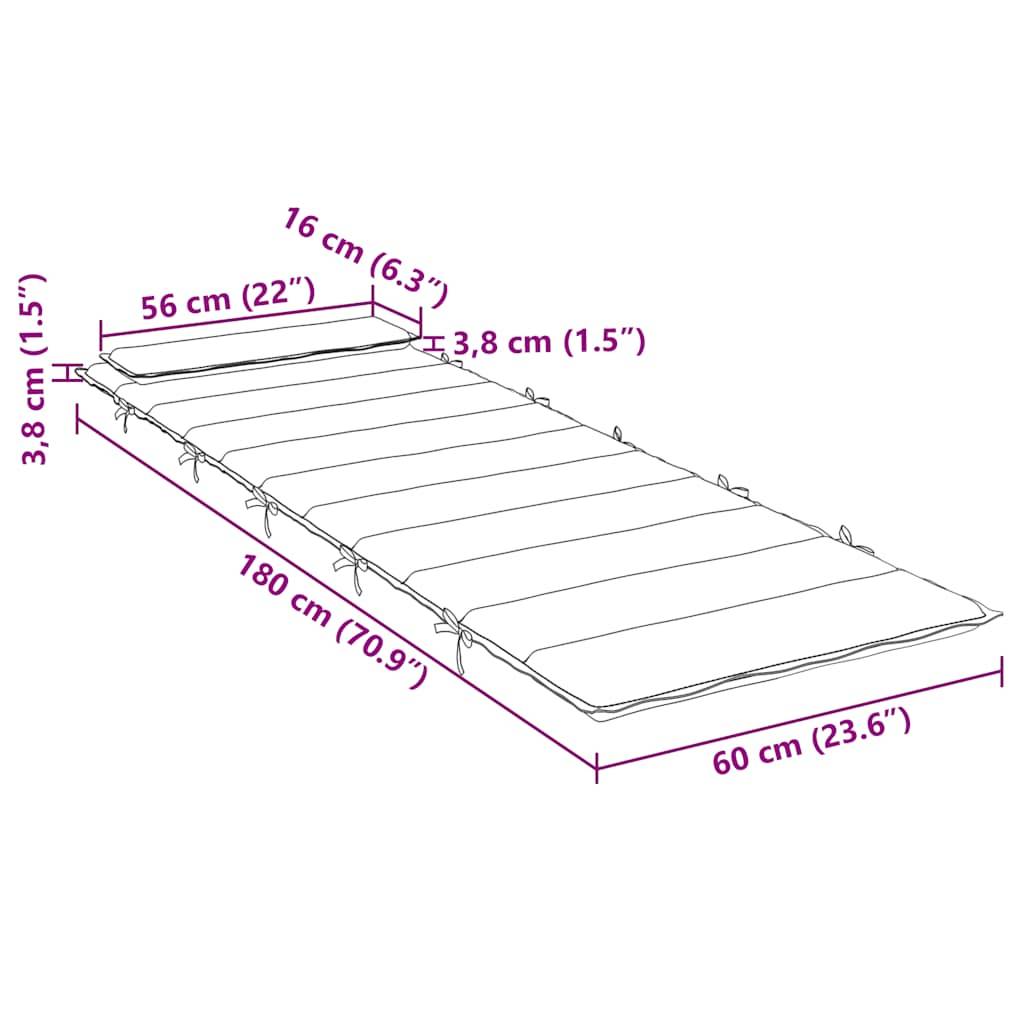 ComfortXL - Coussin de Chaise Longue Tissu Oxford Résistant à l'eau pour Transat de Jardin Bleu Royal 180x60cm – ComfortXL Outdoor Living - Image 9