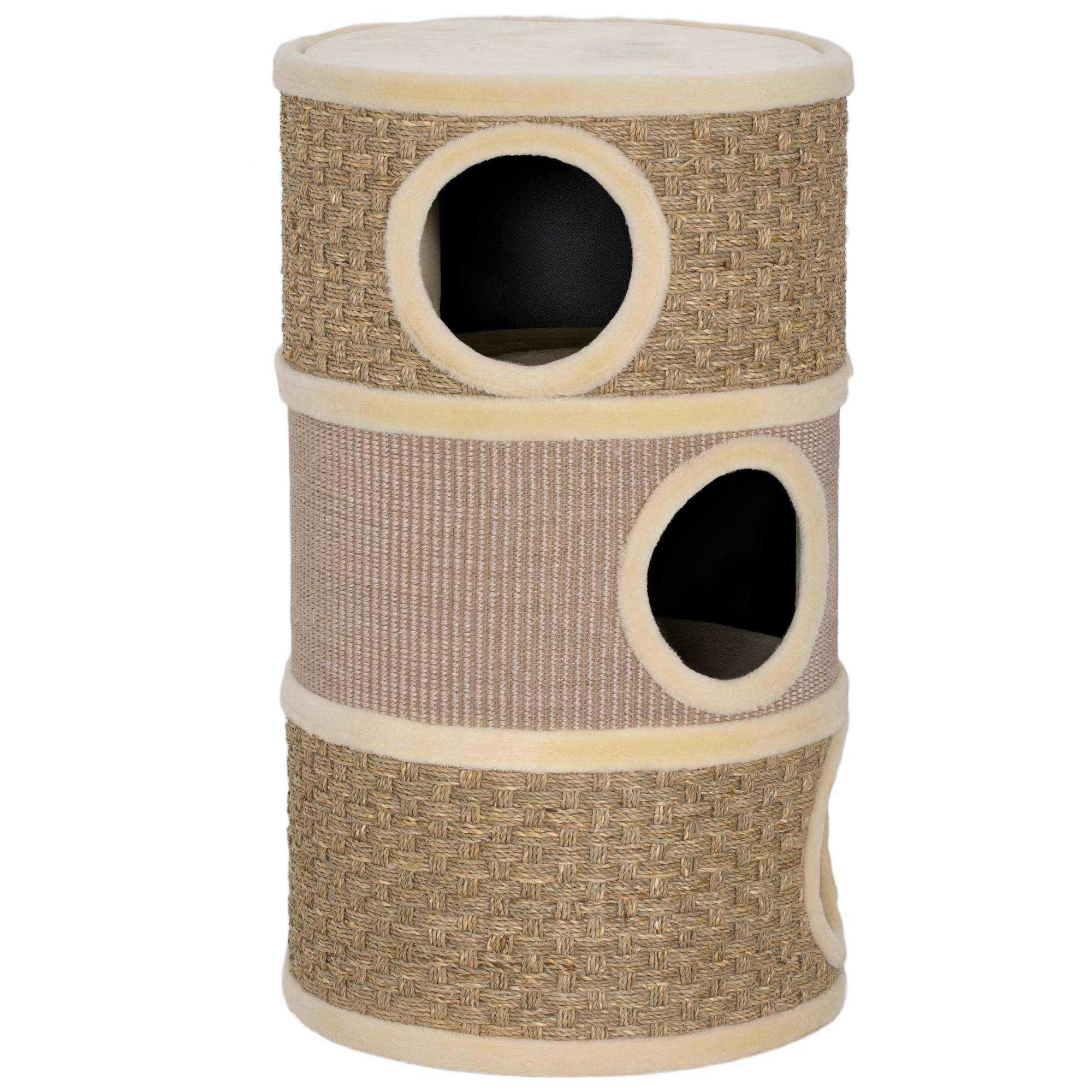 ComfortXL - Tonneau griffoir chat sisal 45x45x79 cm kaki 3 niveaux repos griffage intérieur - ComfortXL Outdoor Living - Image 1