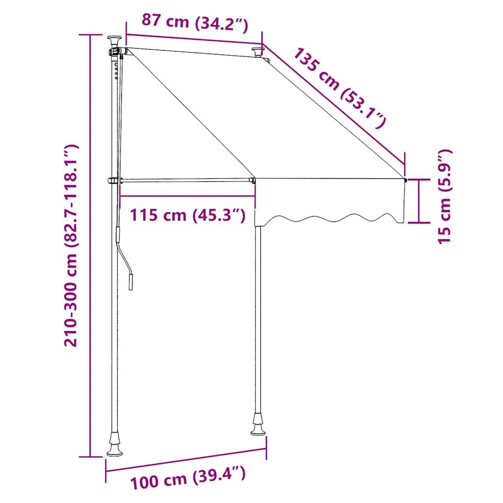 Vidaxl - Auvent manuel rétractable avec LED 100 cm Blanc et orange vidaXL 145855 - Image 3