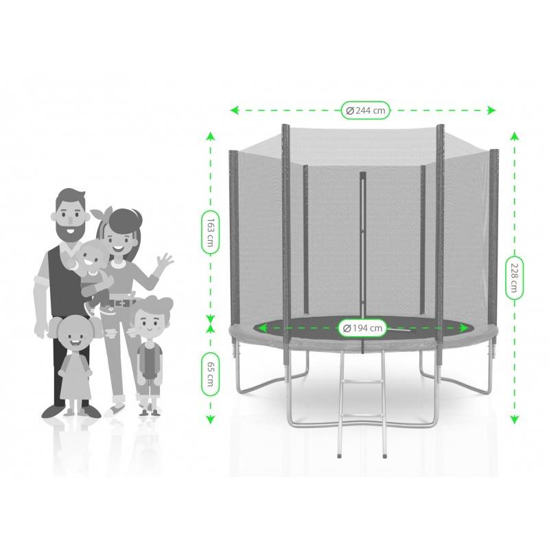 Trampoline extérieur Deluxe 8Ft / ø244cm KAIA SPORTS Trampoline de jardin avec Filet, mousse de protection et échelle KAIA SPORTS - Image 3