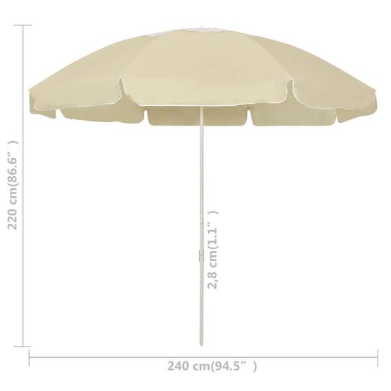Parasol de plage polyester jaune sable 240 x 240 x 220 cm, Poids:2.1kg - PANGIVO - Image 6