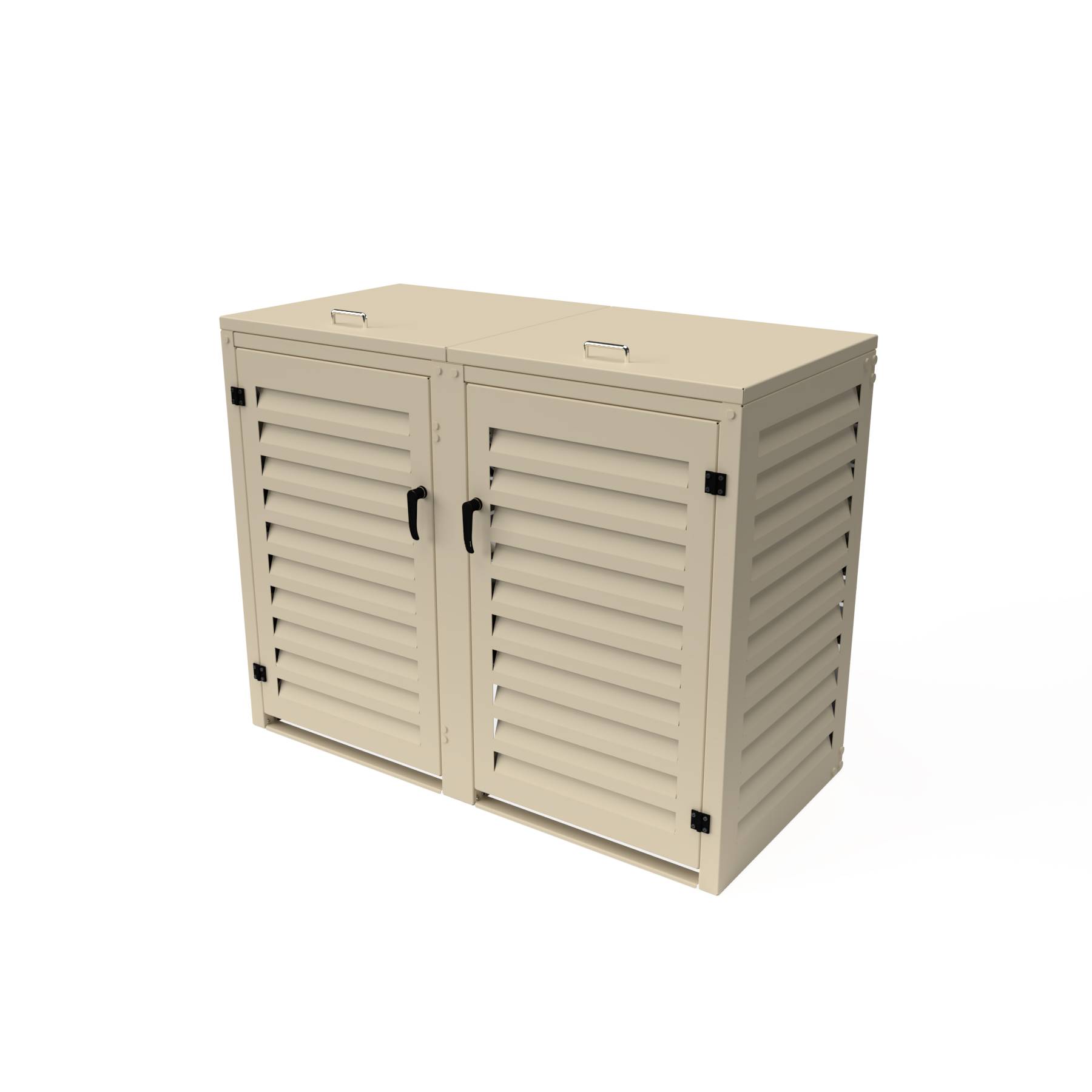 Cache Poubelle Extérieur Double en Aluminium thermolaqué - Abri pour 2 conteneurs 360 Litres – Crème RAL 1015 - Image 1