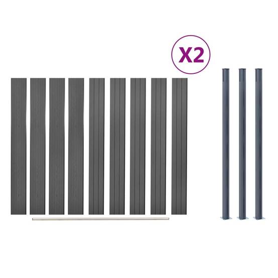 Ensemble de panneaux de clôture WPC gris 353 x 186 cm - PANGIVO - Image 8
