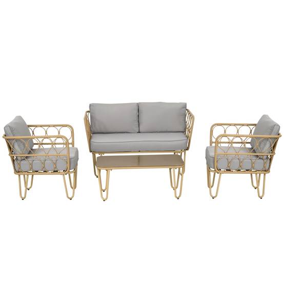 ComfortXL - Salon de Jardin 4 Places Canapé Fauteuils et Table Basse en Corde Tressée Naturel - ComfortXL Outdoor Living - Image 2