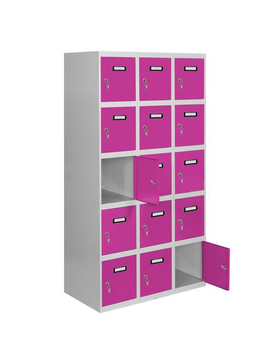 Casier-armoire Simonlocker Desm. 5 Portes 3/15 300 (900) Gr/ro Gris/rose 1800x900x500 - Simonrack