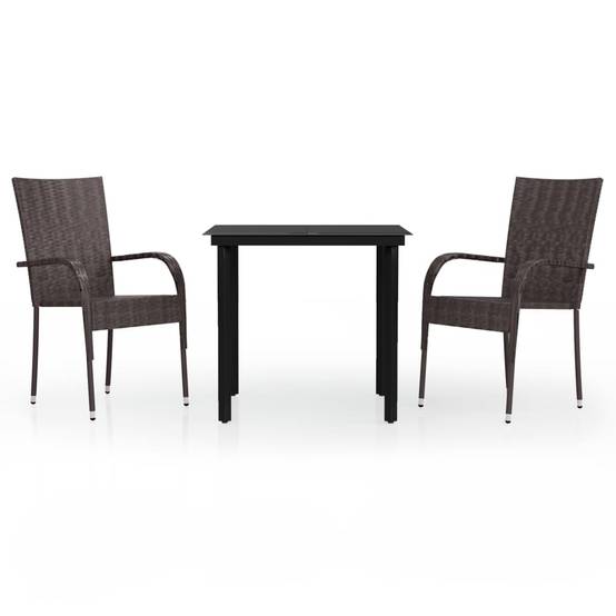 ComfortXL - Mobilier de Jardin pour 2 Personnes, Table Carrée et Chaises en Poly Rotin Marron, Idéal pour Terrasse – ComfortXL Outdoor Living - Image 2