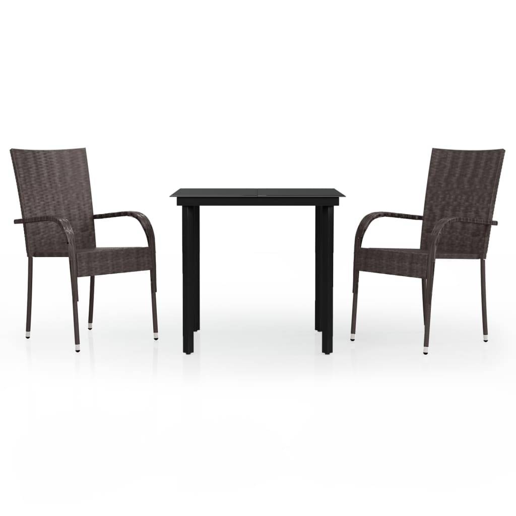 ComfortXL - Mobilier de Jardin pour 2 Personnes, Table Carrée et Chaises en Poly Rotin Marron, Idéal pour Terrasse – ComfortXL Outdoor Living - Image 2