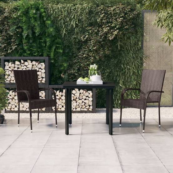 ComfortXL - Mobilier de Jardin pour 2 Personnes, Table Carrée et Chaises en Poly Rotin Marron, Idéal pour Terrasse – ComfortXL Outdoor Living - Image 1