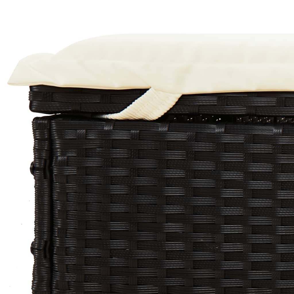 Helloshop26 - Transat chaise longue bain de soleil lit de jardin terrasse meuble d'extérieur à 2 places avec coussins noir résine tressée - Image 8