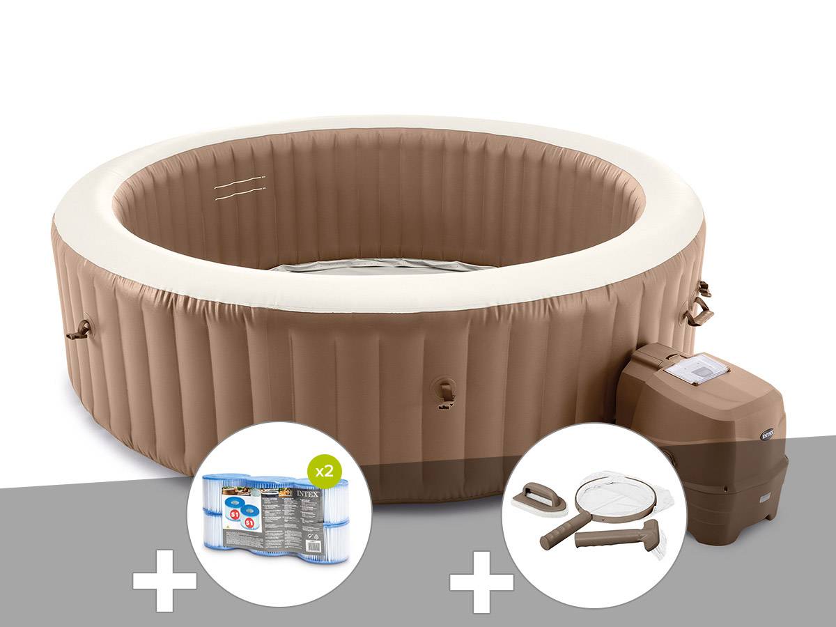 Kit spa gonflable Intex PureSpa Sahara rond Bulles 8 places + 12 filtres + Kit d'entretien - Image 1
