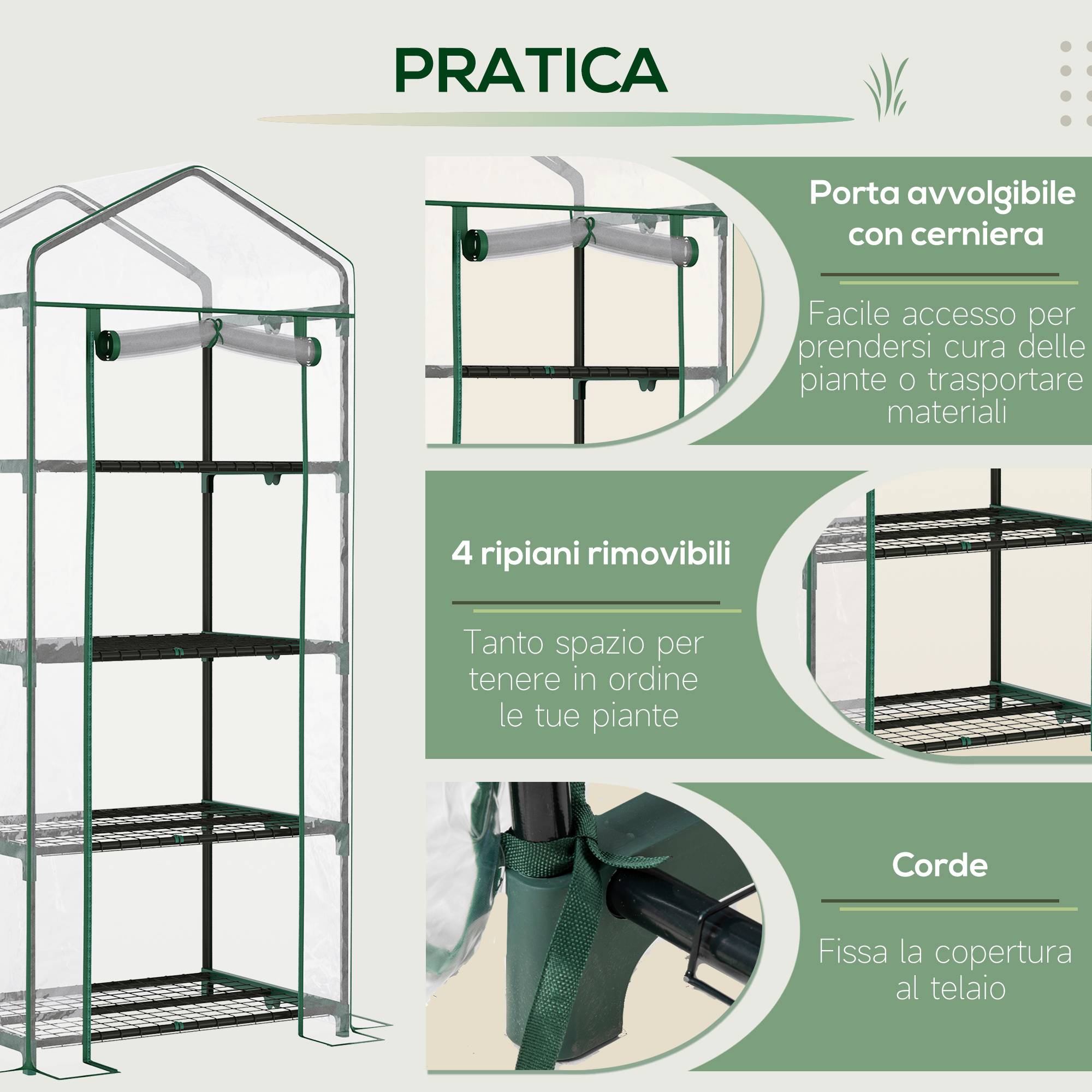 ComfortXL - Serre de balcon PVC transparente 70 x 50 x 160 cm 4 étagères gain de place - ComfortXL Outdoor Living - Image 8