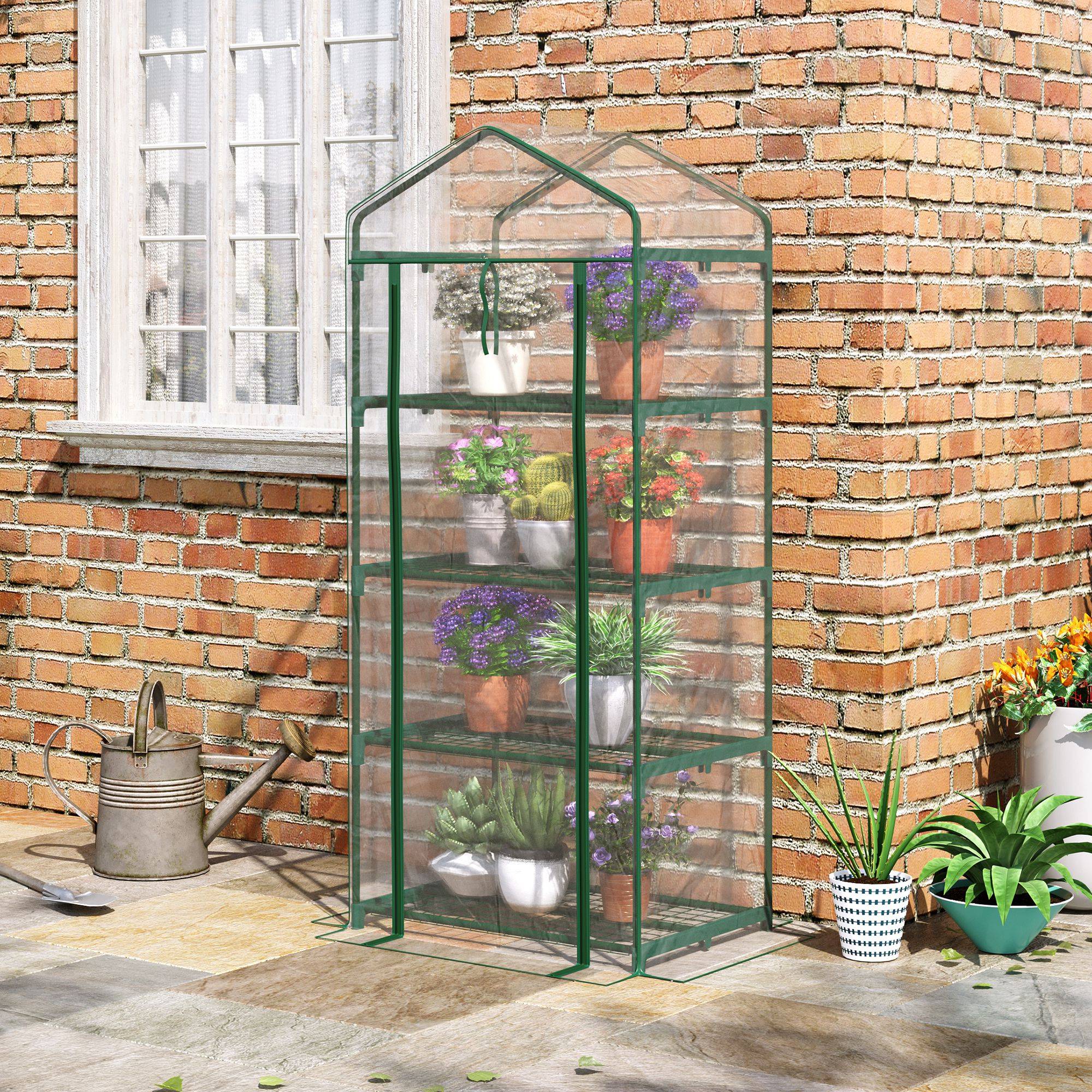 ComfortXL - Serre de balcon PVC transparente 70 x 50 x 160 cm 4 étagères gain de place - ComfortXL Outdoor Living - Image 3