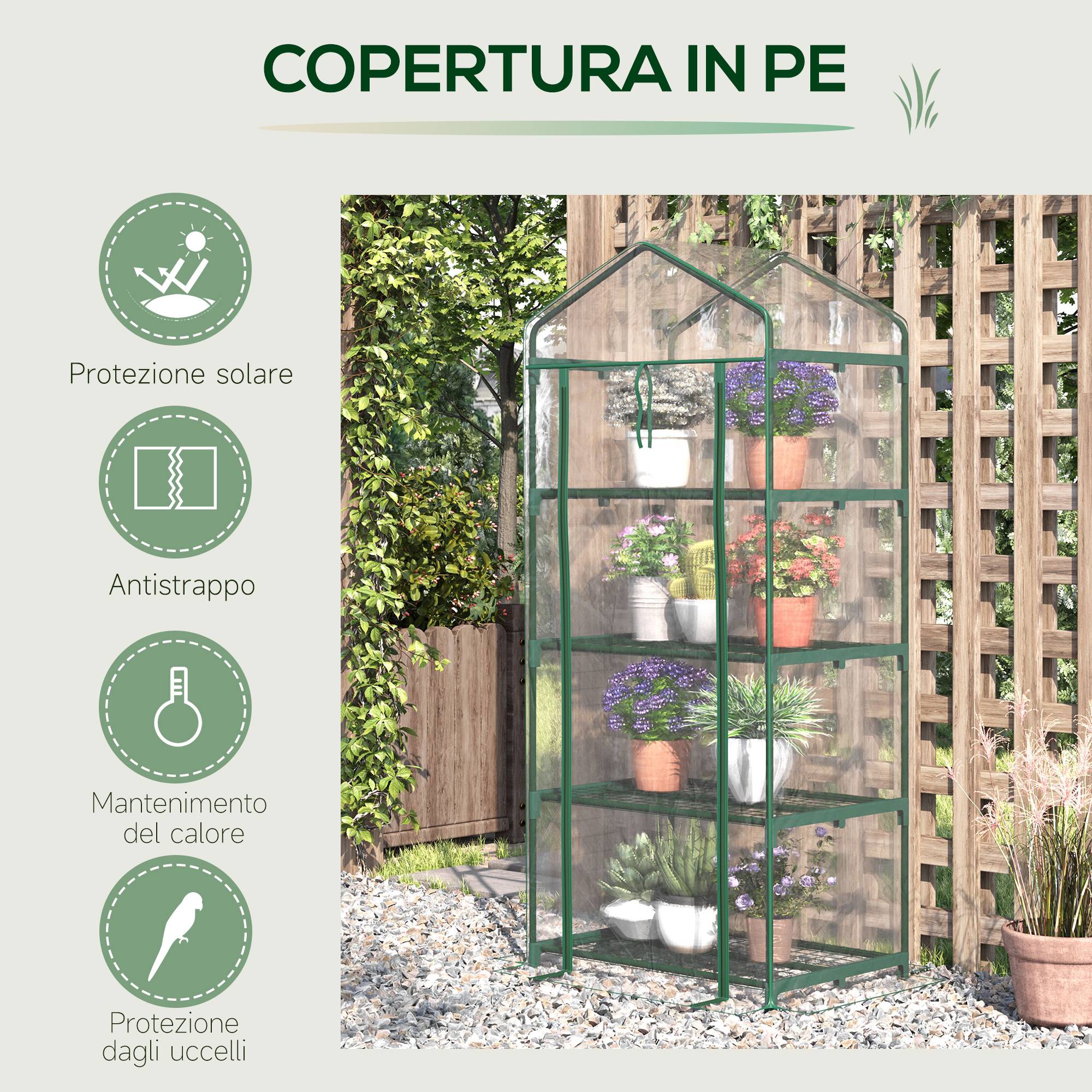 ComfortXL - Serre de balcon PVC transparente 70 x 50 x 160 cm 4 étagères gain de place - ComfortXL Outdoor Living - Image 7
